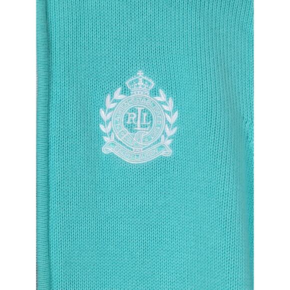 Lauren Ralph Lauren Active Mock Neck Knit Full Zip Teal Turquoise Sweater Size M - Picture 4 of 12